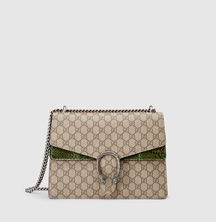 Gucci Dionysus GG Supreme Shoulder Bag 403348 Green Python